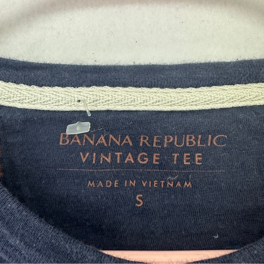 Banana Republic Vintage T-Shirt Striped Mens Size S Navy‎ Blue - Picture 3 of 9